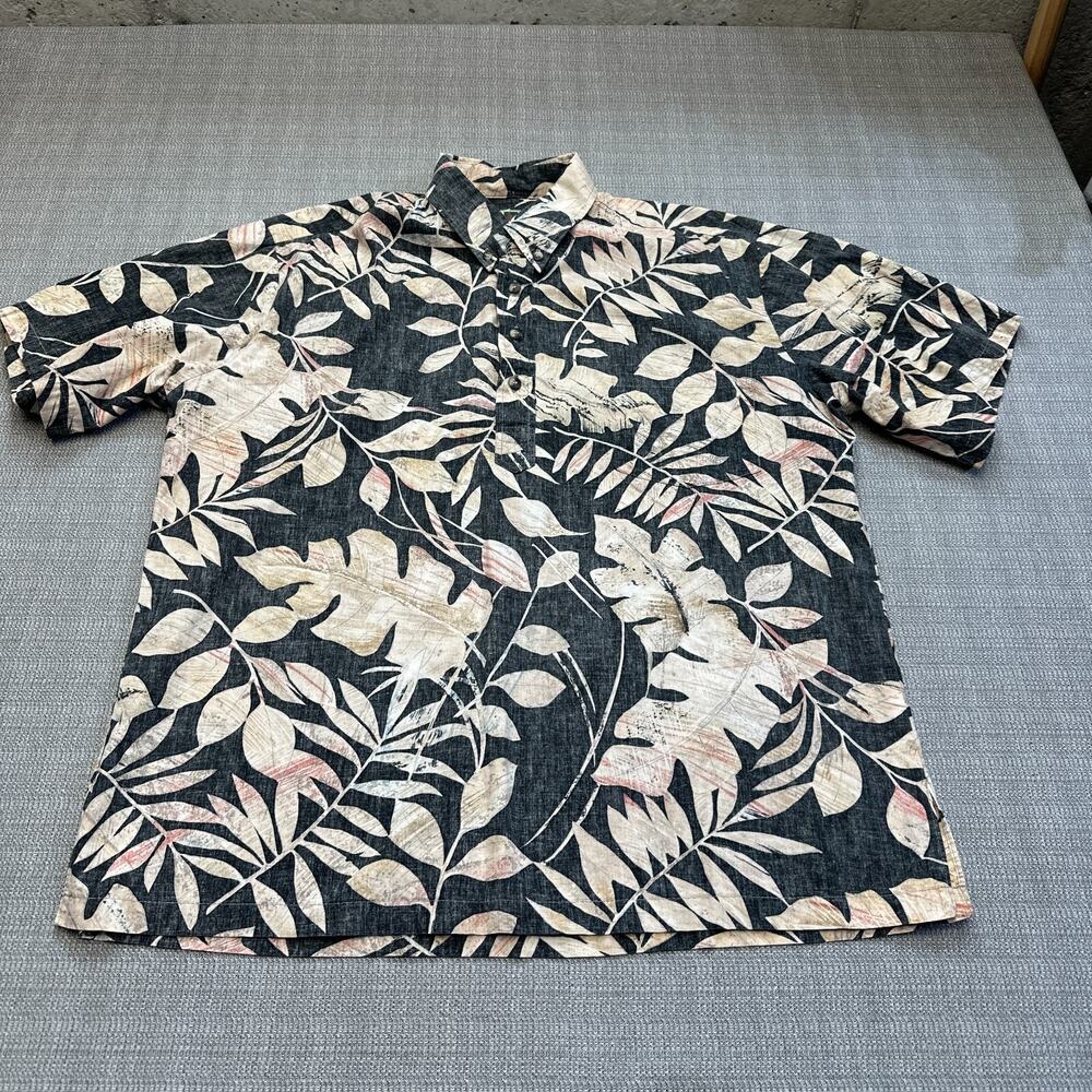 Tori Richard Hawaiian Shirt‎ Mens Large Floral Tropical Leaves Pop Over Vacation